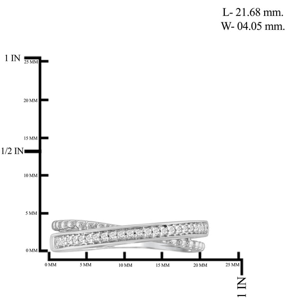 JewelonFire 1/10 Carat T.W. White Diamond Sterling Silver Crossover Ring - Assorted Colors
