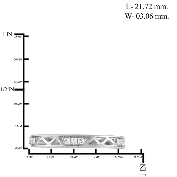 JewelonFire 1/10 Carat T.W. White Diamond Sterling Silver Stackable Band - Assorted Colors