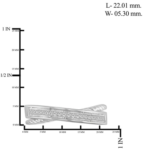 JewelonFire 1/10 Carat T.W. White Diamond Sterling Silver Milgrain Crossover Ring - Assorted Colors
