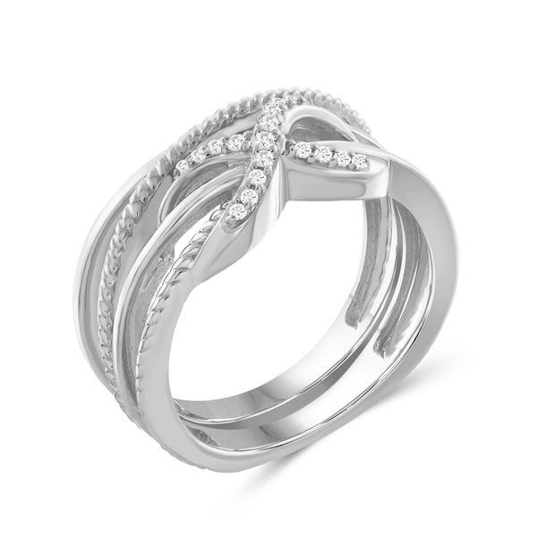 JewelonFire 1/10 Carat T.W. White Diamond Sterling Silver Infinity Stackable Ring - Assorted Colors