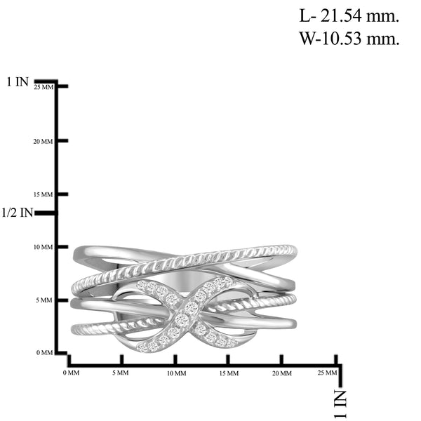 JewelonFire 1/10 Carat T.W. White Diamond Sterling Silver Infinity Stackable Ring - Assorted Colors