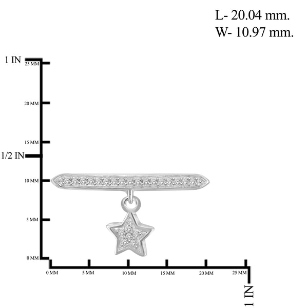 JewelonFire 1/10 Carat T.W. White Diamond Sterling Silver Star Stackable Ring (Size 7 Only) - Assorted Colors