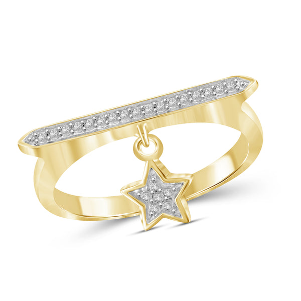 JewelonFire 1/10 Carat T.W. White Diamond Sterling Silver Star Stackable Ring (Size 7 Only) - Assorted Colors