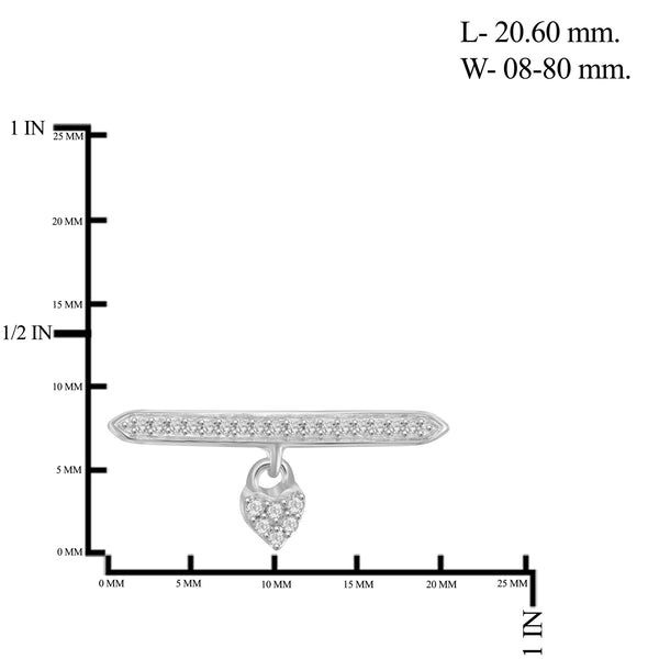 JewelonFire 1/10 Carat T.W. White Diamond Sterling Silver Heart Stackable Ring (Size 7 Only) - Assorted Colors