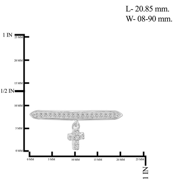 JewelonFire 1/10 Carat T.W. White Diamond Sterling Silver Cross Stackable Ring (Size 7 Only) - Assorted Colors