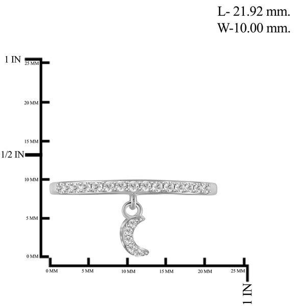 JewelonFire 1/5 Carat T.W. White Diamond Sterling Silver Moon Stackable Ring - Assorted Colors