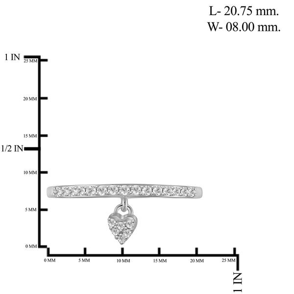JewelonFire 1/5 Carat T.W. White Diamond Sterling Silver Heart Stackable Ring - Assorted Colors