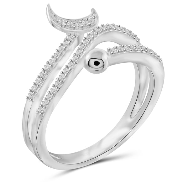 JewelonFire 1/4 Carat T.W. White Diamond Sterling Silver Moon Stackable Ring - Assorted Colors