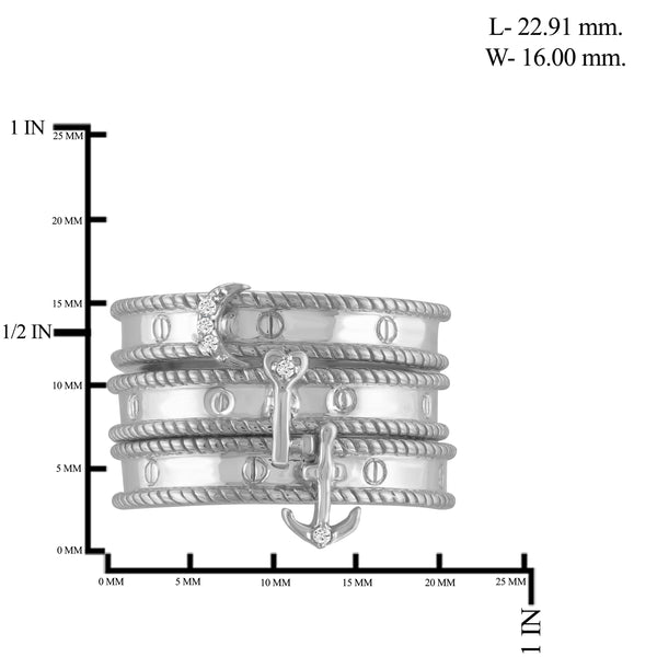 JewelonFire 1/20 Carat T.W. White Diamond Sterling Silver Stackable Ring (Size 7 Only) - Assorted Colors