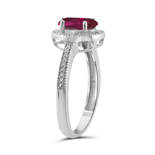 JewelonFire 1.95 Carat T.G.W. Ruby And Accent White Diamond Sterling Silver Ring - Assorted Colors