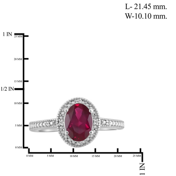 JewelonFire 1.95 Carat T.G.W. Ruby And Accent White Diamond Sterling Silver Ring - Assorted Colors