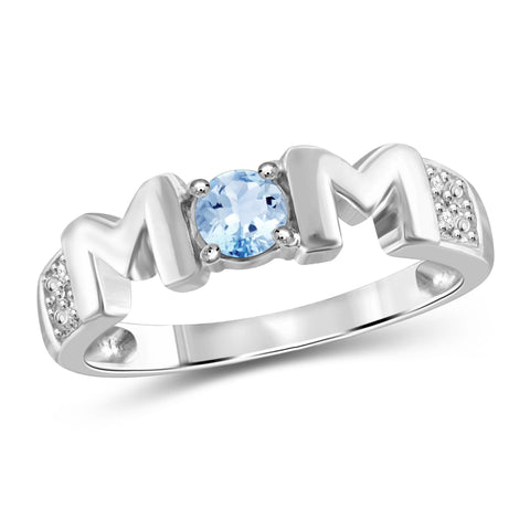 JewelonFire 1/3 Carat T.G.W. Sky Blue Topaz And White Diamond Accent Sterling Silver Ring - Assorted Colors
