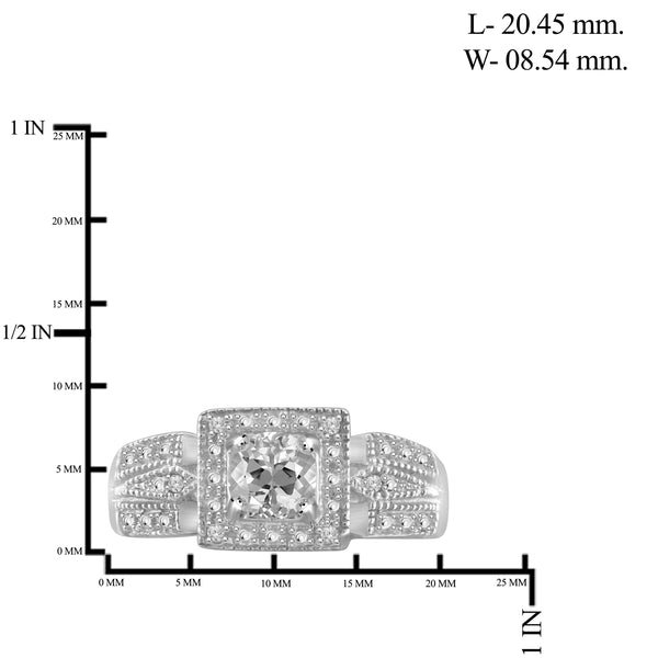 JewelonFire 1/2 Carat T.G.W. White Topaz And White Diamond Accent Sterling Silver Ring - Assorted Colors