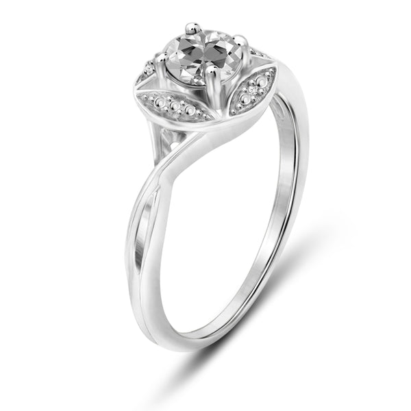 JewelonFire 1/2 Carat T.G.W. White Topaz And White Diamond Accent Sterling Silver Ring - Assorted Colors