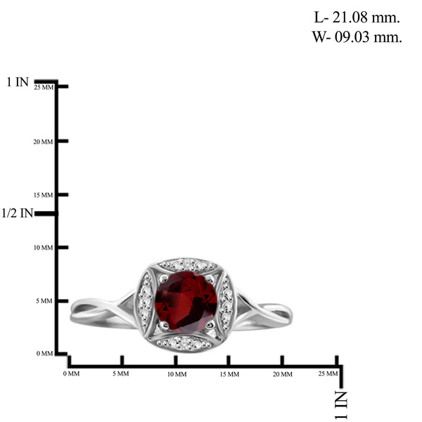 JewelonFire 1/2 Carat T.G.W. Garnet and White Diamond Accent Sterling Silver Ring - Assorted Colors