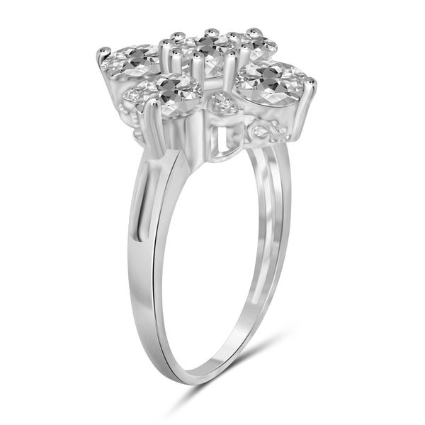 JewelonFire 3 1/7 Carat T.G.W. White Topaz And White Diamond Accent Sterling Silver Ring - Assorted Colors