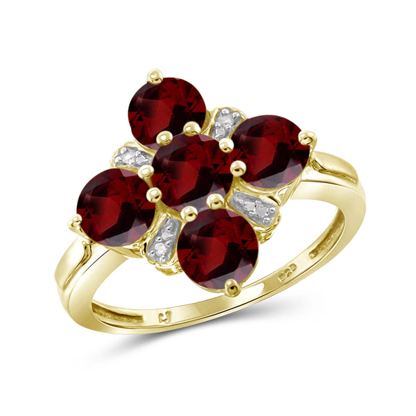 JewelonFire 3.00 Carat T.G.W. Garnet and White Diamond Accent Sterling Silver Ring - Assorted Colors