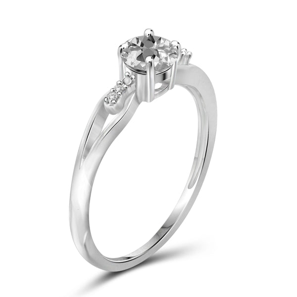 JewelonFire 1/2 Carat T.G.W. White Topaz And White Diamond Accent Sterling Silver Ring - Assorted Colors