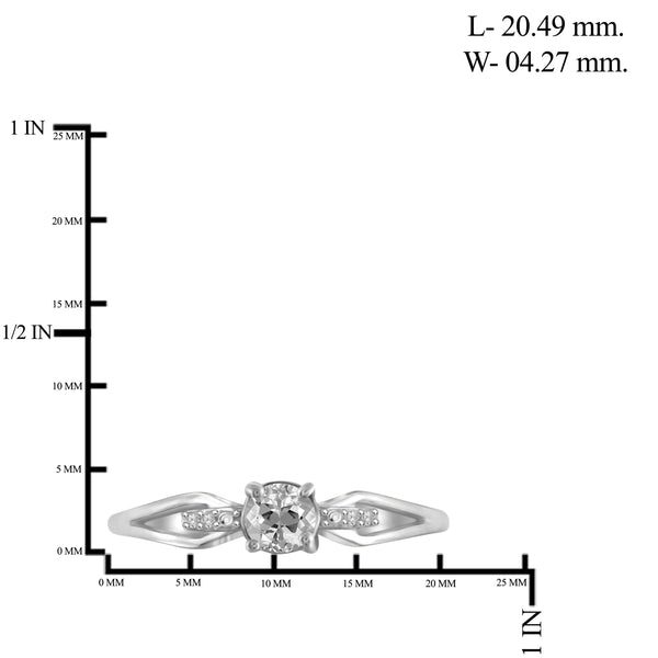 JewelonFire 1/2 Carat T.G.W. White Topaz And White Diamond Accent Sterling Silver Ring - Assorted Colors