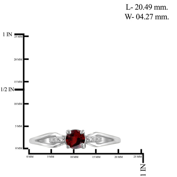 JewelonFire 1/2 Carat T.G.W. Garnet and White Diamond Accent Sterling Silver Ring - Assorted Colors