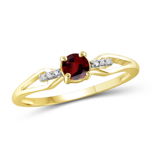 JewelonFire 1/2 Carat T.G.W. Garnet and White Diamond Accent Sterling Silver Ring - Assorted Colors