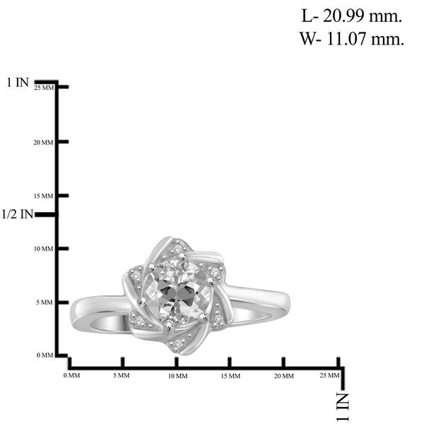 JewelonFire 1.00 Carat T.G.W. White Topaz And White Diamond Accent Sterling Silver Ring - Assorted Colors