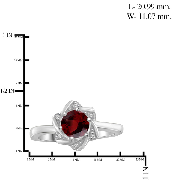 JewelonFire 3/4 Carat T.G.W. Garnet And White Diamond Accent Sterling Silver Ring - Assorted Colors