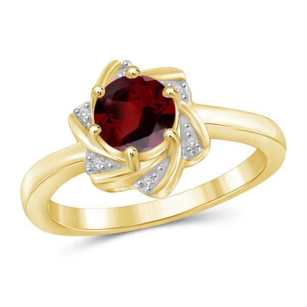 JewelonFire 3/4 Carat T.G.W. Garnet And White Diamond Accent Sterling Silver Ring - Assorted Colors