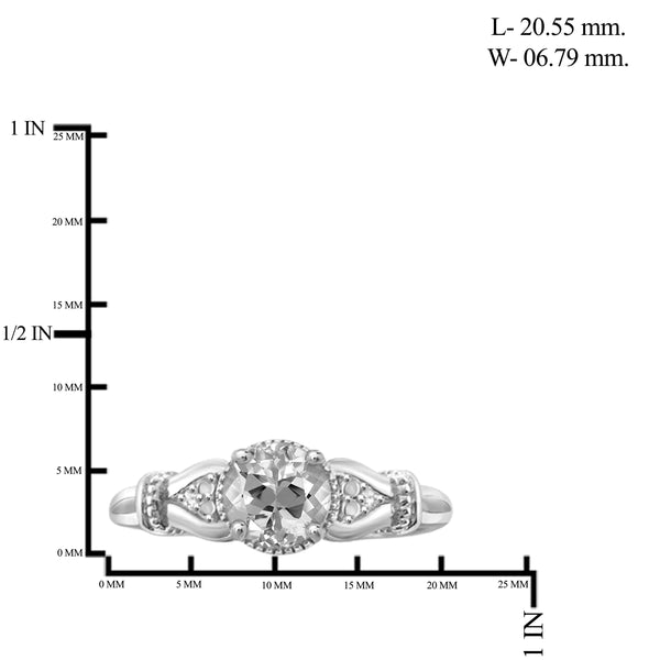 JewelonFire 1.00 Carat T.G.W. White Topaz And White Diamond Accent Sterling Silver Ring - Assorted Colors