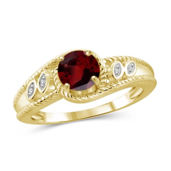 JewelonFire 3/4 Carat T.G.W. Garnet And White Diamond Accent Sterling Silver Ring - Assorted Colors