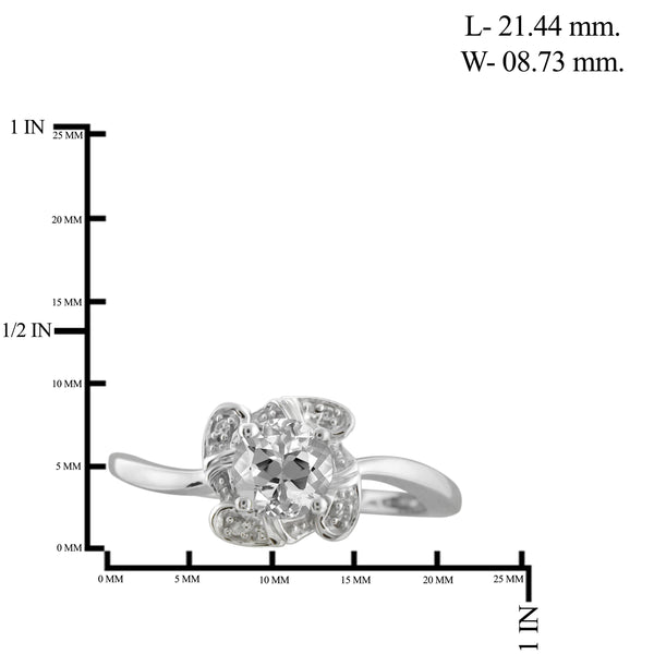 JewelonFire 1.00 Carat T.G.W. White Topaz And White Diamond Accent Sterling Silver Ring - Assorted Colors