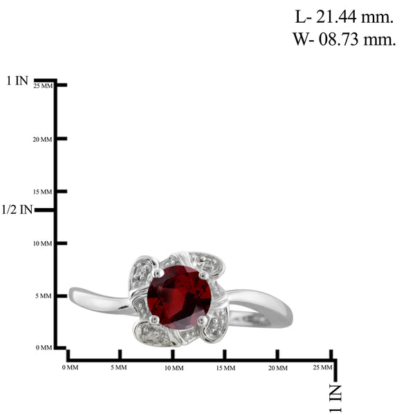 JewelonFire 3/4 Carat T.G.W. Garnet And White Diamond Accent Sterling Silver Ring - Assorted Colors