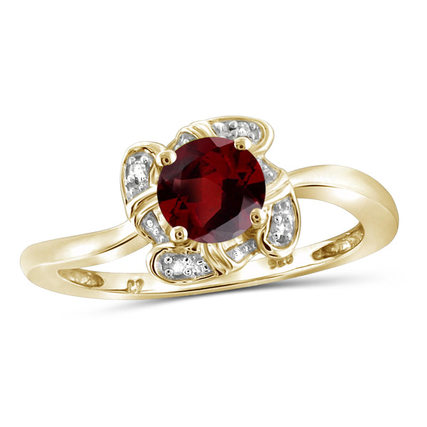 JewelonFire 3/4 Carat T.G.W. Garnet And White Diamond Accent Sterling Silver Ring - Assorted Colors