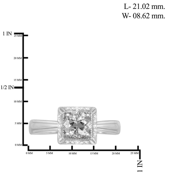 JewelonFire 1.00 Carat T.G.W. White Topaz And White Diamond Accent Sterling Silver Ring - Assorted Colors