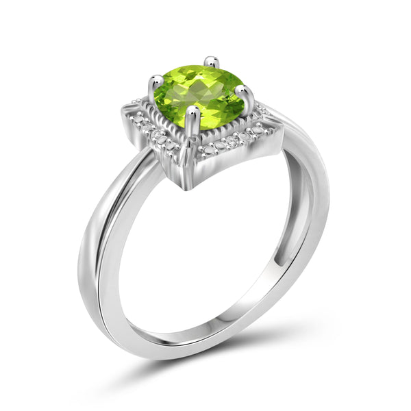 JewelonFire 3/4 Carat T.G.W. Peridot And White Diamond Accent Sterling Silver Ring - Assorted Colors