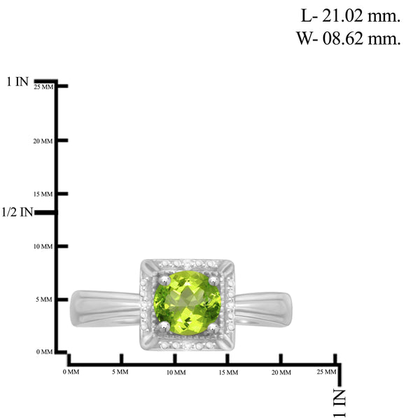 JewelonFire 3/4 Carat T.G.W. Peridot And White Diamond Accent Sterling Silver Ring - Assorted Colors