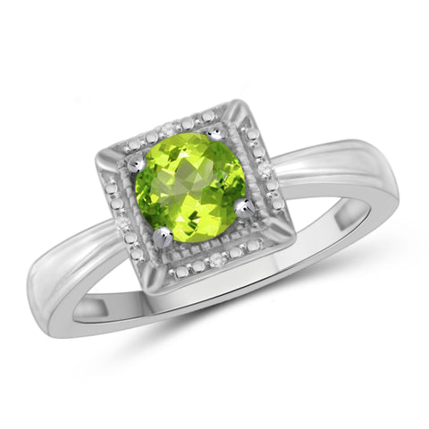 JewelonFire 3/4 Carat T.G.W. Peridot And White Diamond Accent Sterling Silver Ring - Assorted Colors