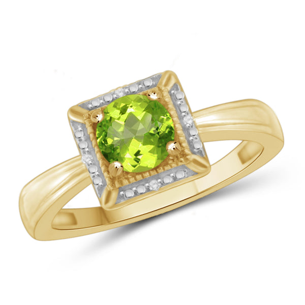 JewelonFire 3/4 Carat T.G.W. Peridot And White Diamond Accent Sterling Silver Ring - Assorted Colors