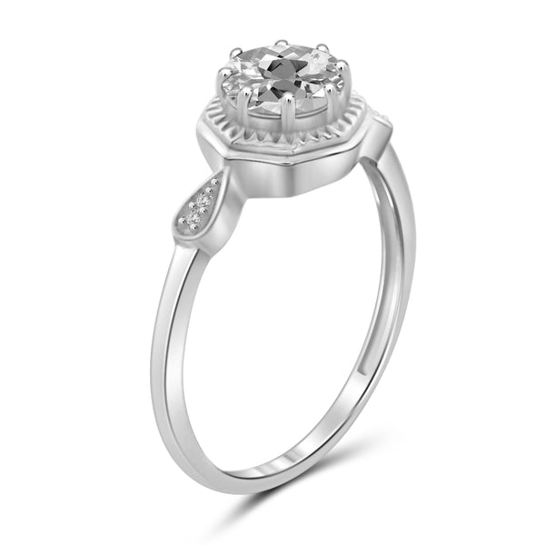 JewelonFire 1.00 Carat T.G.W. White Topaz And White Diamond Accent Sterling Silver Ring - Assorted Colors