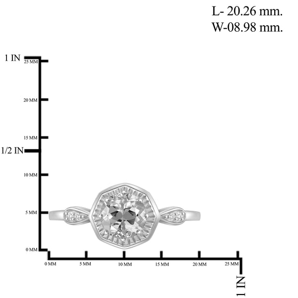 JewelonFire 1.00 Carat T.G.W. White Topaz And White Diamond Accent Sterling Silver Ring - Assorted Colors