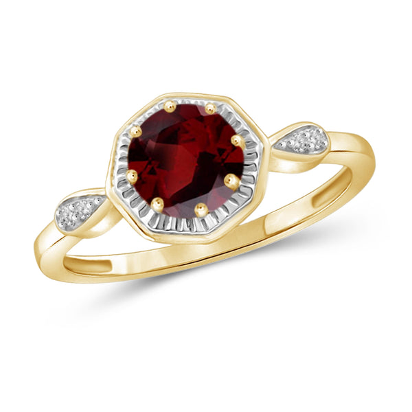 JewelonFire 3/4 Carat T.G.W. Garnet And White Diamond Accent Sterling Silver Ring - Assorted Colors