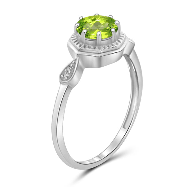 JewelonFire 3/4 Carat T.G.W. Peridot And White Diamond Accent Sterling Silver Ring - Assorted Colors