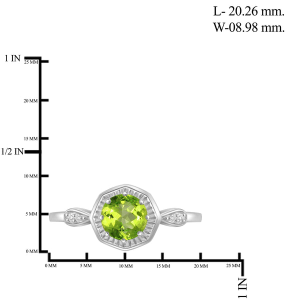 JewelonFire 3/4 Carat T.G.W. Peridot And White Diamond Accent Sterling Silver Ring - Assorted Colors