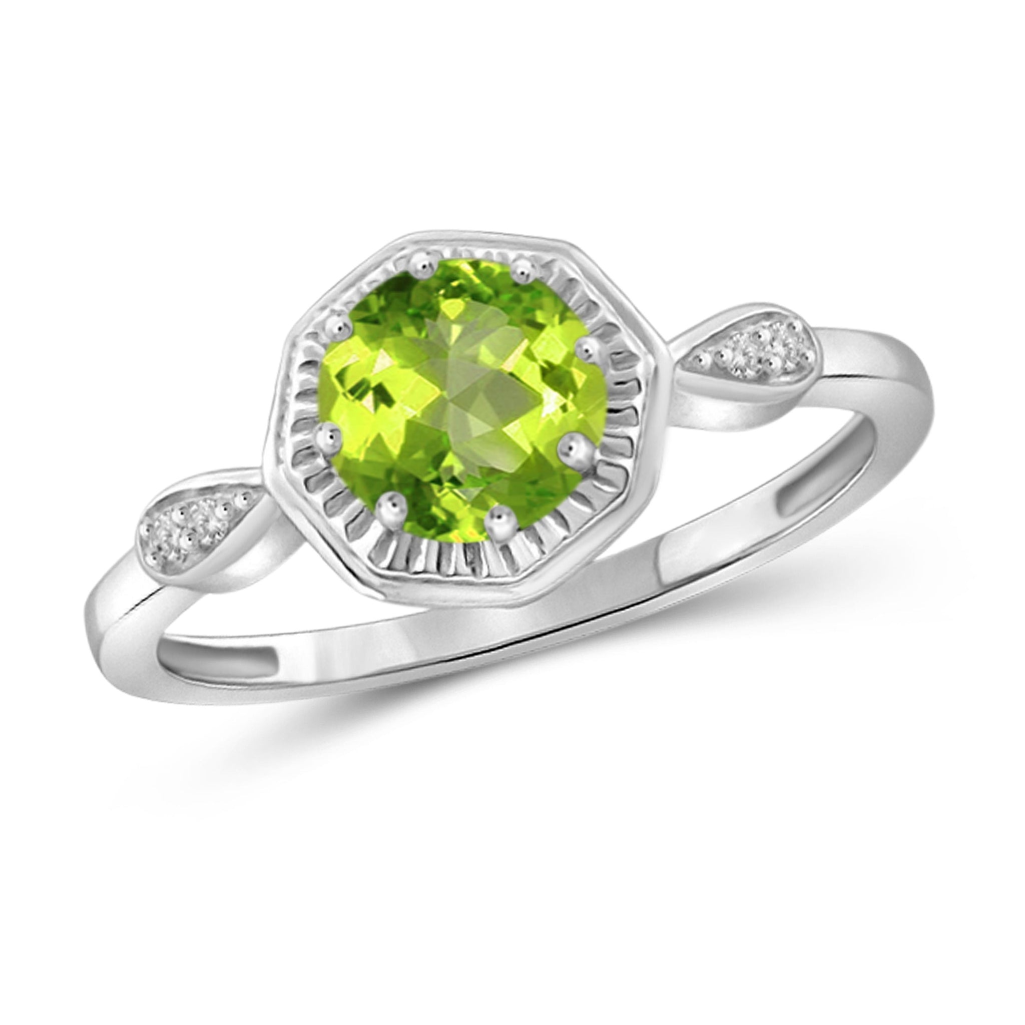 JewelonFire 3/4 Carat T.G.W. Peridot And White Diamond Accent Sterling Silver Ring - Assorted Colors