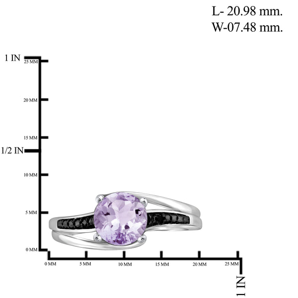 JewelonFire 1 1/5 Carat T.G.W. Pink Amethyst And Black Diamond Accent Sterling Silver Ring - Assorted Colors