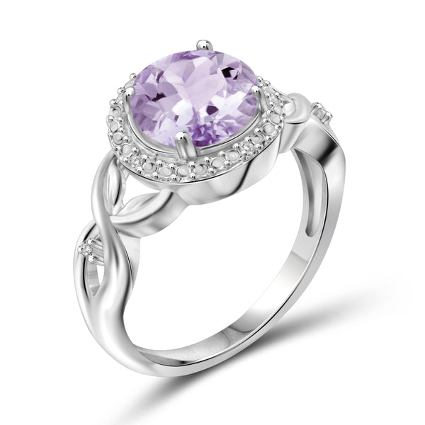 JewelonFire 1 3/4 Carat T.G.W. Pink Amethyst And White Diamond Accent Sterling Silver Ring - Assorted Colors