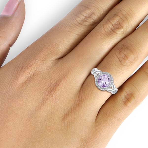 JewelonFire 1 3/4 Carat T.G.W. Pink Amethyst And White Diamond Accent Sterling Silver Ring - Assorted Colors