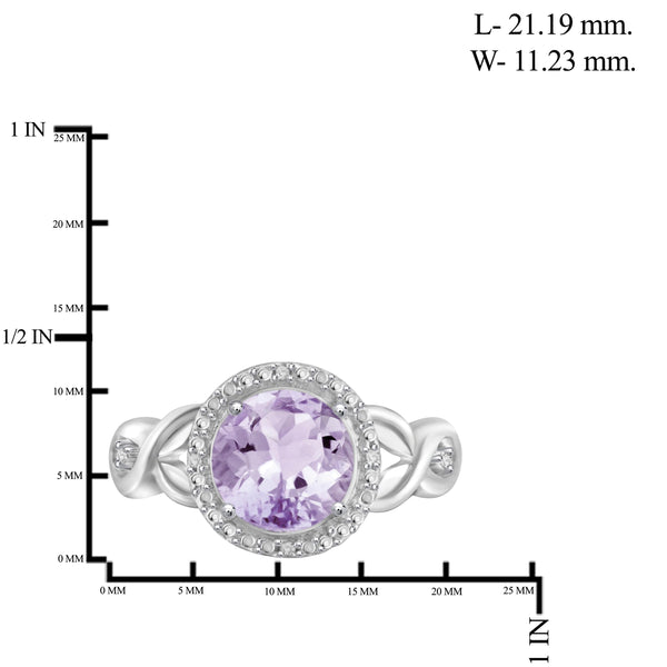 JewelonFire 1 3/4 Carat T.G.W. Pink Amethyst And White Diamond Accent Sterling Silver Ring - Assorted Colors