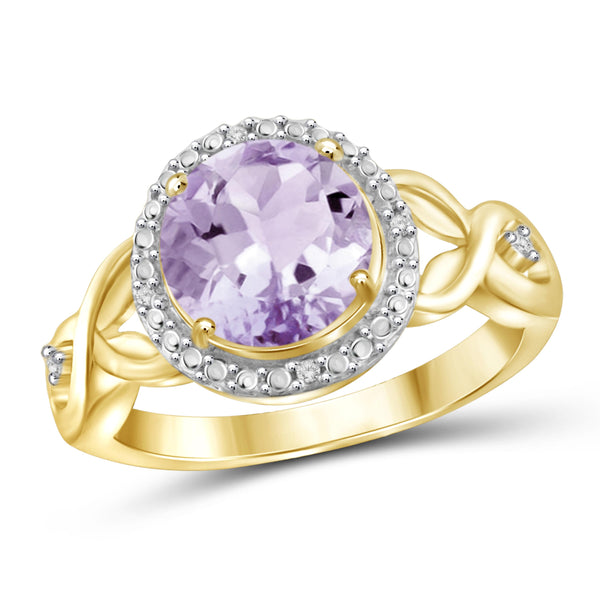 JewelonFire 1 3/4 Carat T.G.W. Pink Amethyst And White Diamond Accent Sterling Silver Ring - Assorted Colors