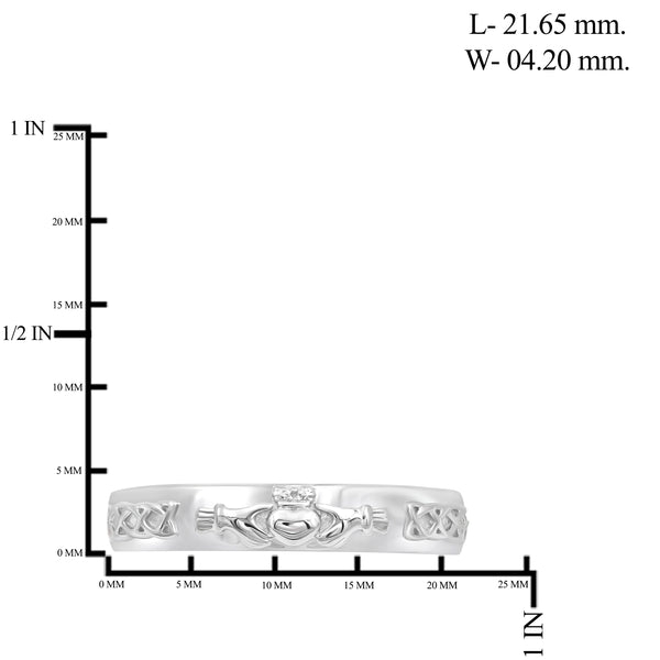 JewelonFire Textured Claddagh Sterling Silver Band - Assorted Colors